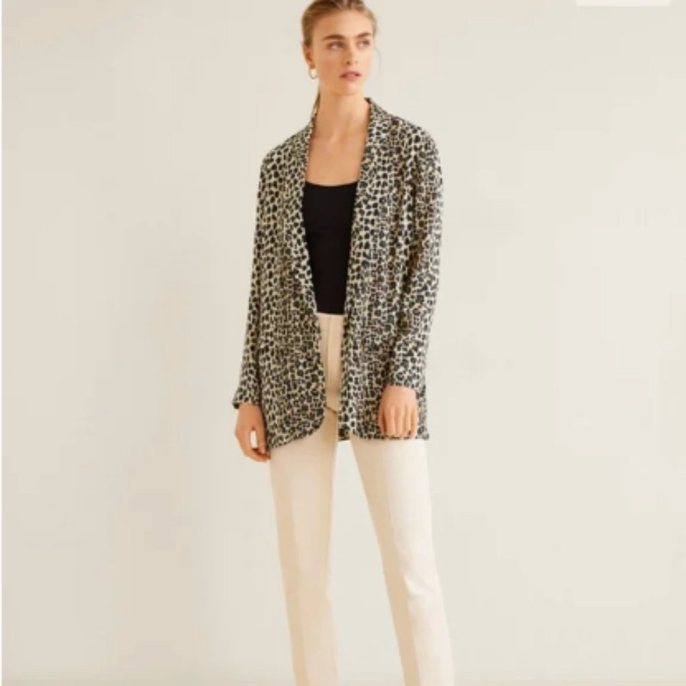 Mango Leopard Print Blazer